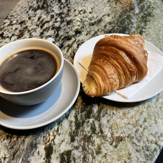 Americano Coffee and Croissant