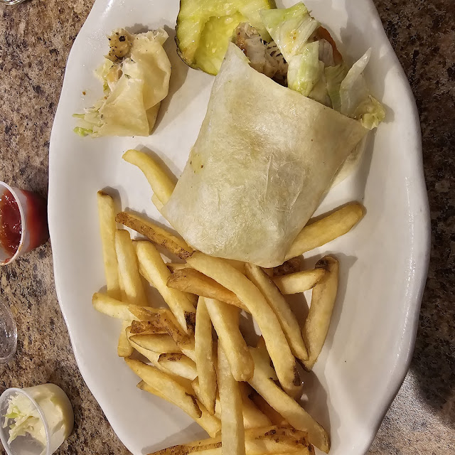 Grilled Chicken Wrap with Honey Mustard and Fries