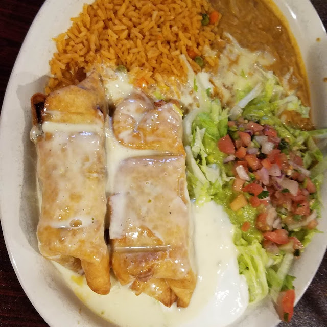 Chimichangas with Rice and Salad