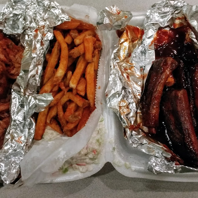 Wings and Ribs Dinner with Spicy Fries and Cole Slaw