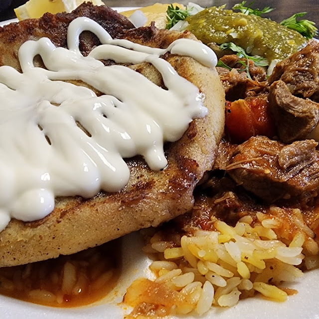 Pupusa and Beef Stew
