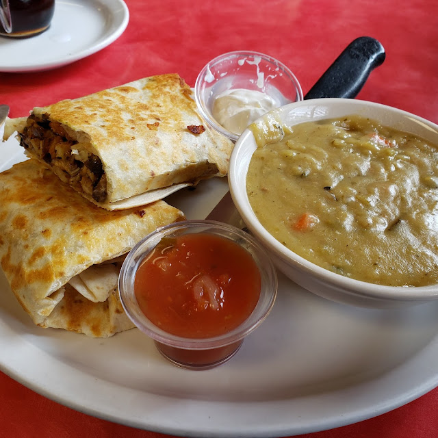 Chicken Fajita Wrap w Pork Poblano Soup
