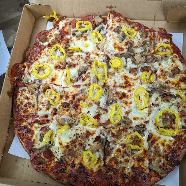 Deluxe Pizza with Banana Peppers Instead of Green Peppers