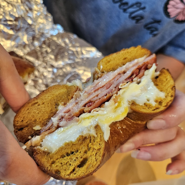 Breakfast Sandwich on French Toast Bagel