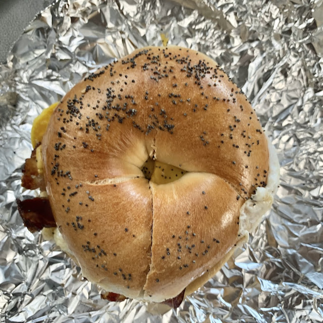 Bacon Egg and Cheese on Poppy Seed Bagel