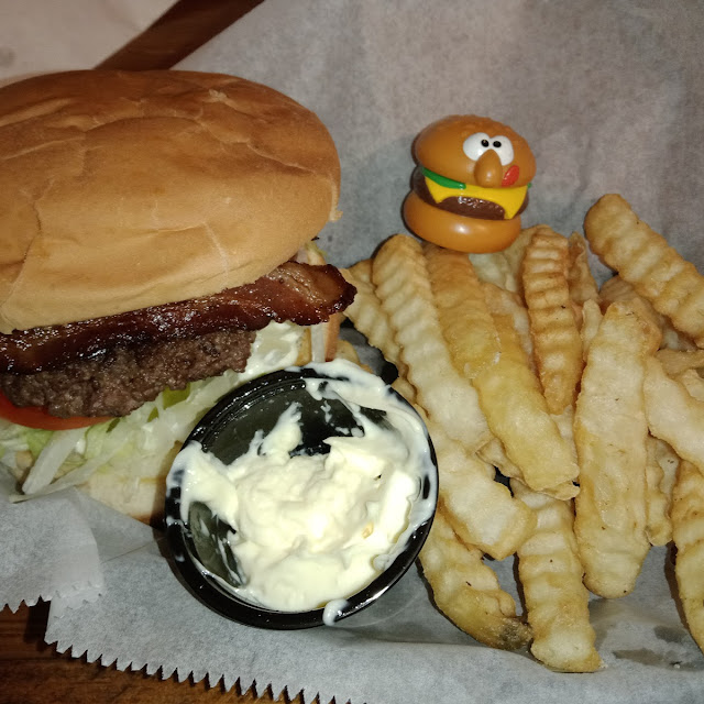 Bacon Hamburger and Half Fries