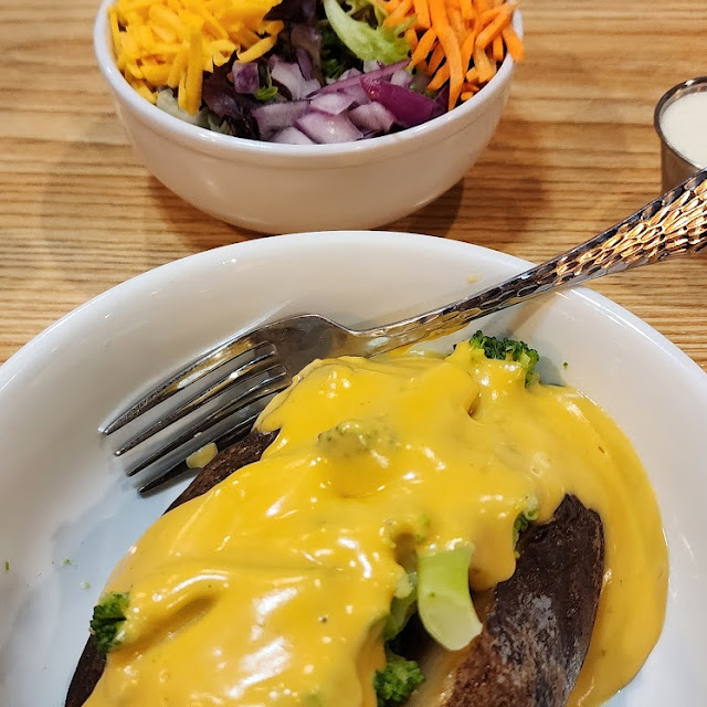 Brocolli and Cheese Baked Potato and a Side Salad