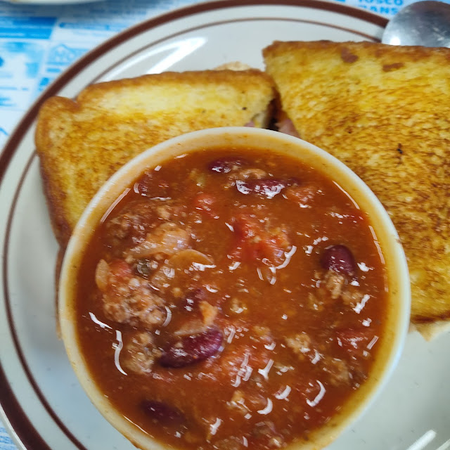 Grilled Cheese with Cup of Chilli