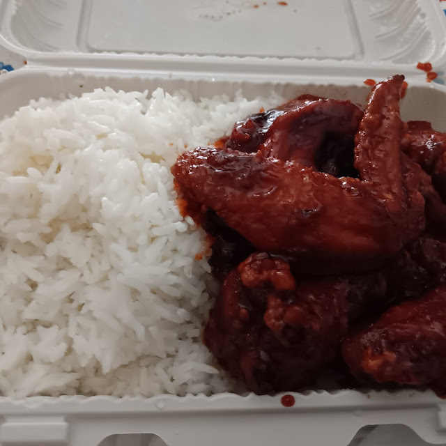 BBQ Chicken Wings with White Rice