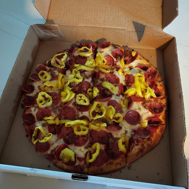 Old World Pepperoni Pizza with Sausage and Banana Peppers