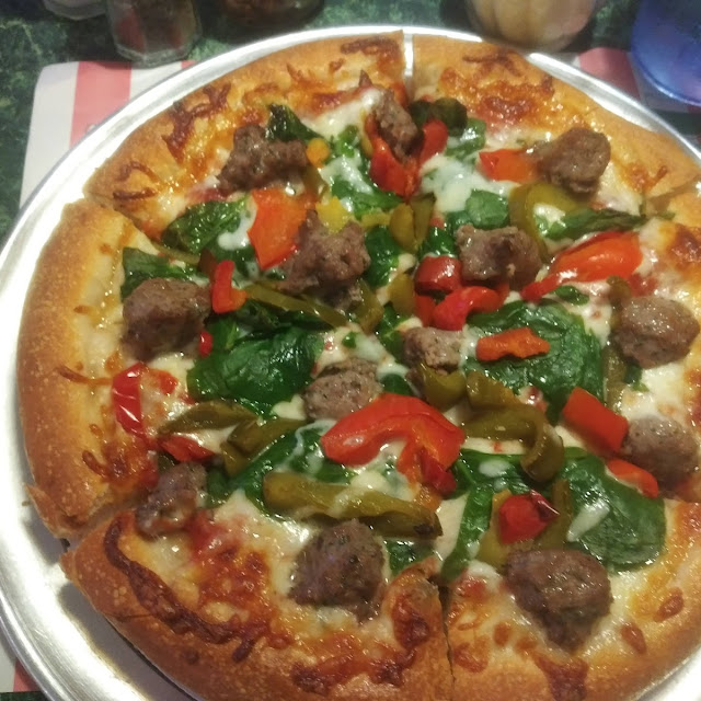Meatball Spinach Roasted Peppers Small Pizza