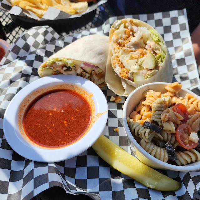 Buffalo Chicken Wrap with Pasta Salad