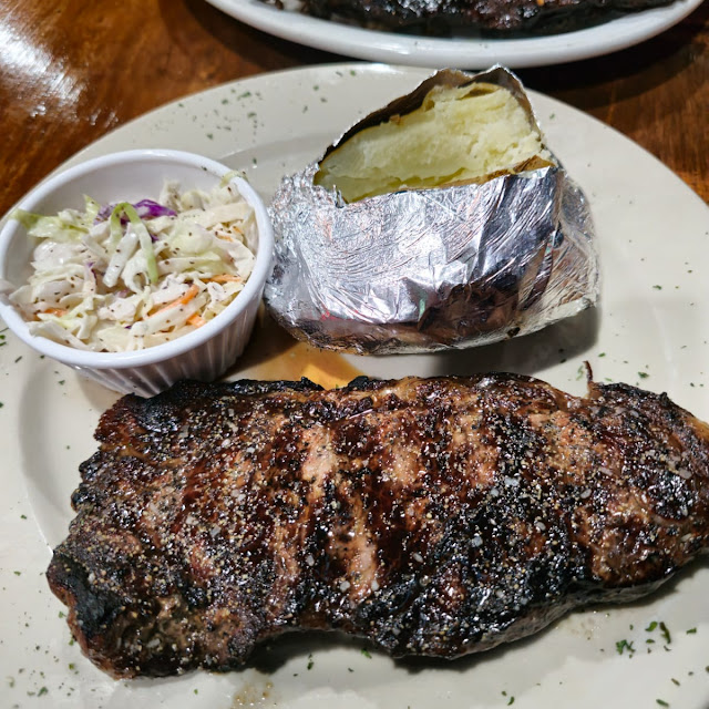 Ribeye Steak Garlic Mashed Potatoes Broccoli and Cole Slaw