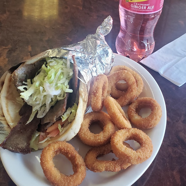 Lamb Gyro with a Side Onion Rings