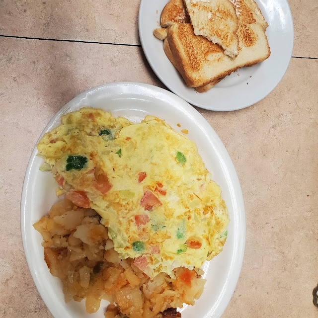 Vegetables Scrambled Eggs and Toast Bread