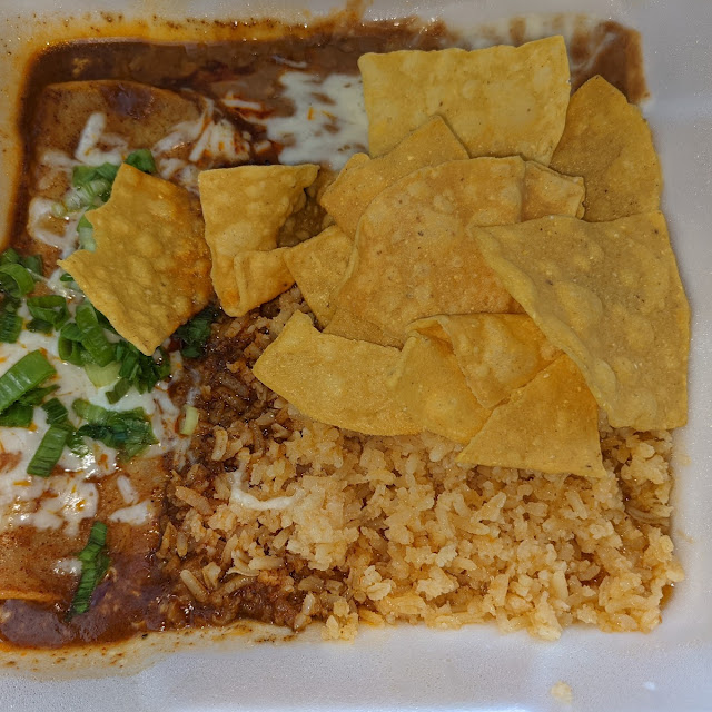 1 Piece Chicken Enchilada Rice and Beans