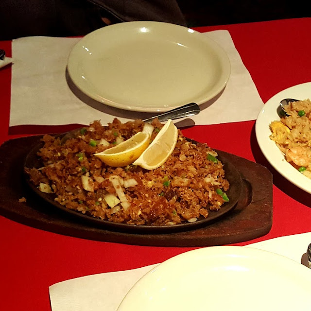 Pork Sisig and Shrimp Fried Rice and Shanghai Spring Roll