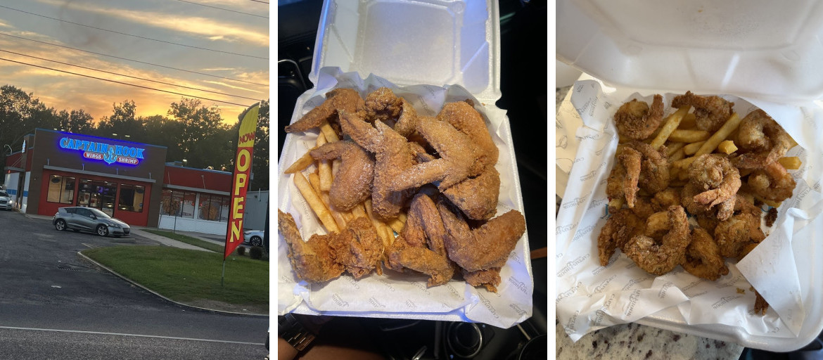 Captain Hook wings and shrimp