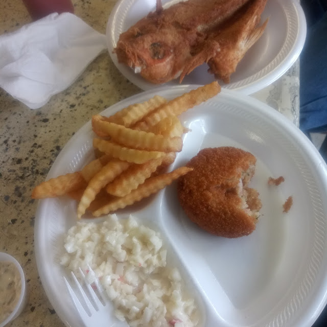 Crab Cake Fries and Cole Slaw