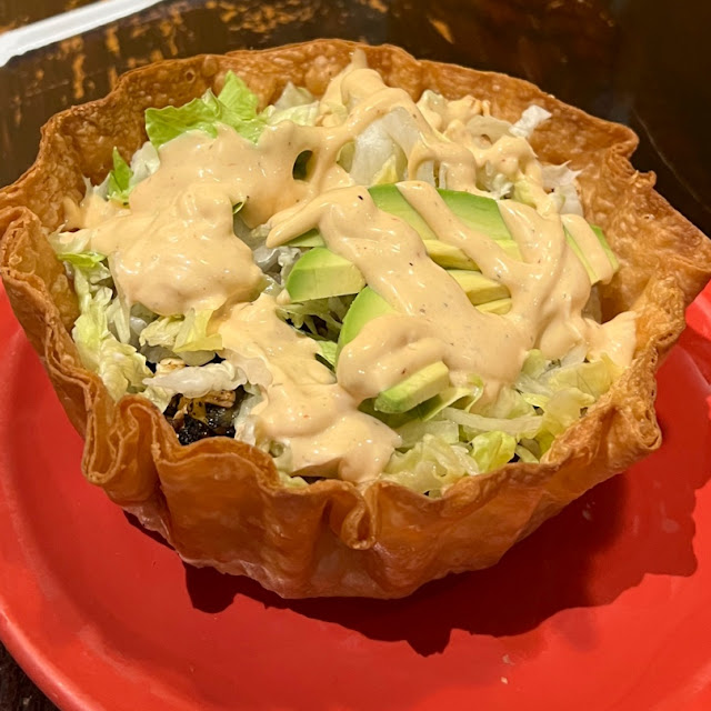 Fiesta Taco Salad in a Deep-Fried Flour Tortilla Shell