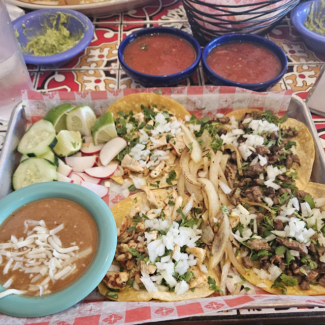 Pollo and Carne Asada Tacos