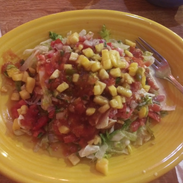 Burrito Especial Topped with Pineapple Mango Jalapeno Salsa