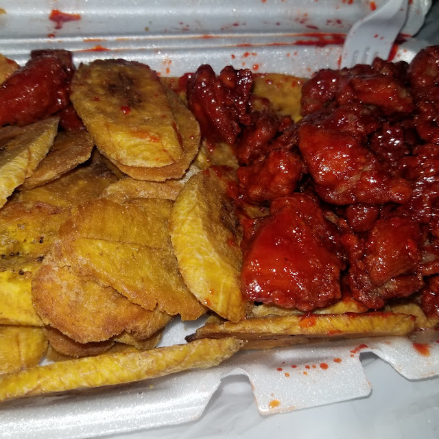 Fried Plantain and BBQ Popcorn Chicken