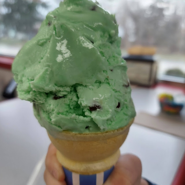 Mint Chocolate Chip Hand Dipped Ice Cream Cone