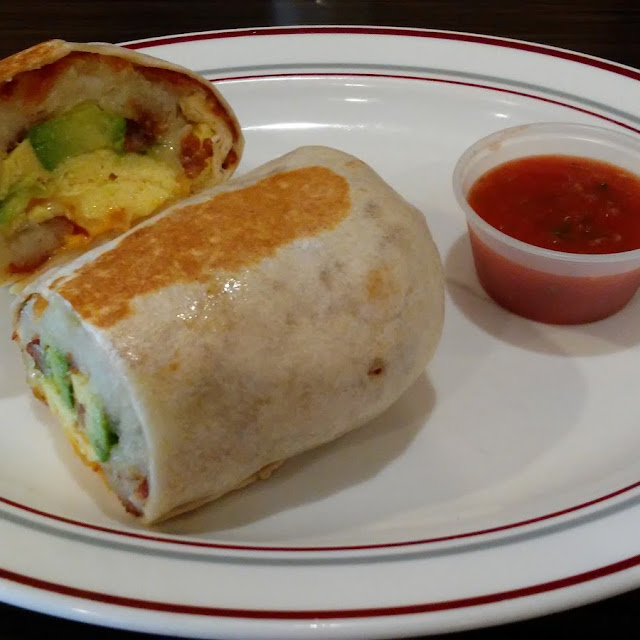 Omelette and Breakfast Burrito