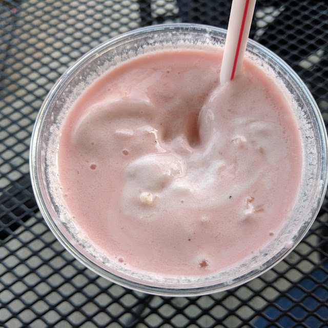 Raspberry Peach and Pineapple Malt Milkshake