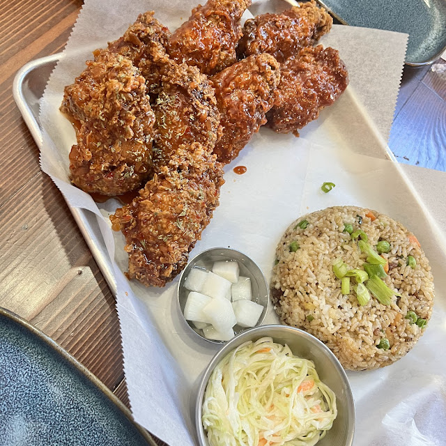 Shrimp Fried Rice and Korean Fried Chicken Wings