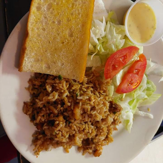 Fried Rice and Green Salad and French Bread