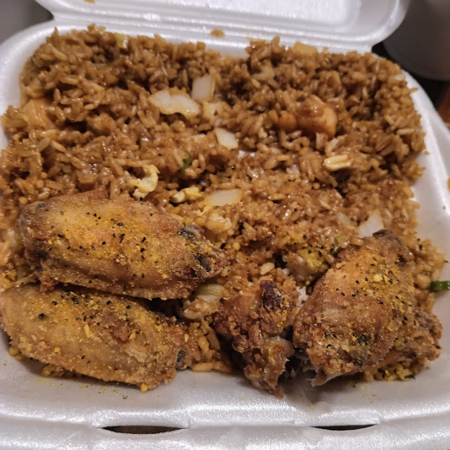 Shrimp Fried Rice and Lemon Pepper Wings