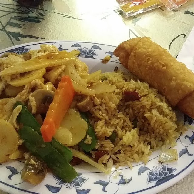 Curry Chicken Pork Fried Rice Egg Roll