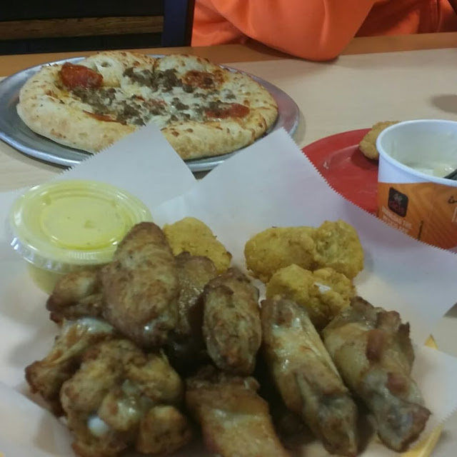 Garlic Parmesan Chicken Wings and Pizza
