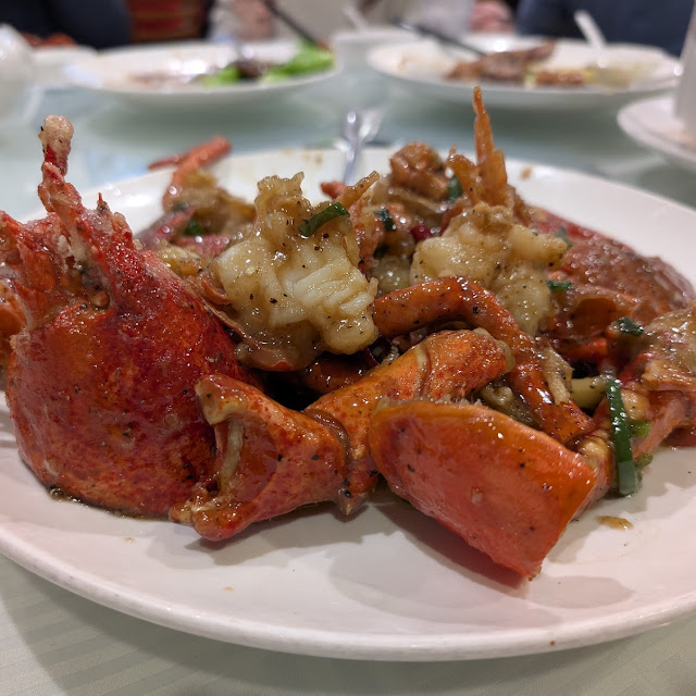 Lobster over Garlic Noodles