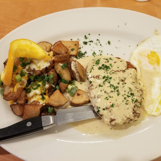 Country Fried Steak and Eggs w Country Potatoes