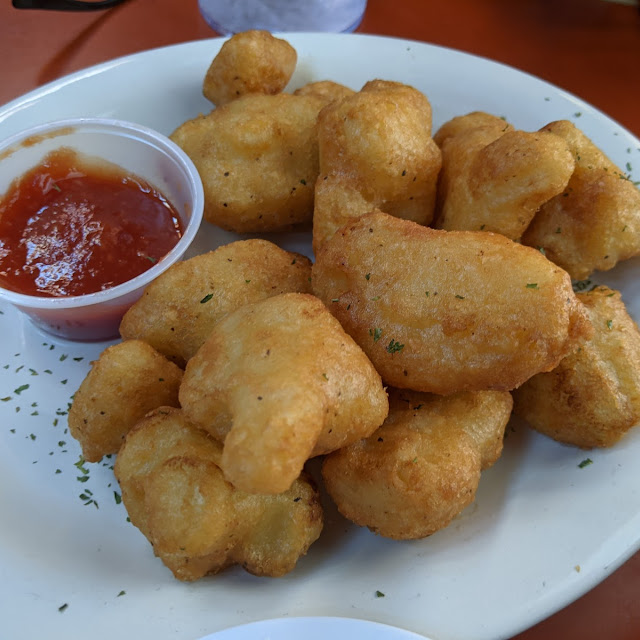 Batter Dipped Fried Cauliflower with Cocktail Sauce