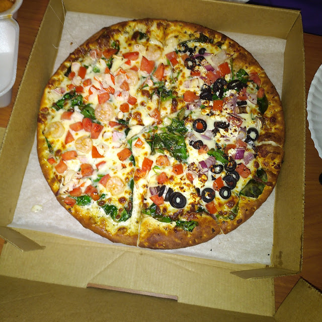 1 2 Sea Food and 1 2 Margarita Pizza