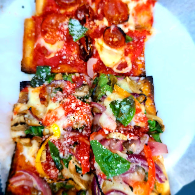 Pepperoni and Vegetarian Pizza