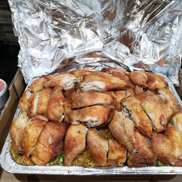 Large Tray Guyanese Fried Rice with Chicken on Top