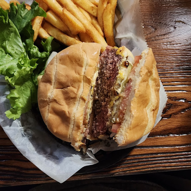 Bodacious Burger and Fries with Cheese
