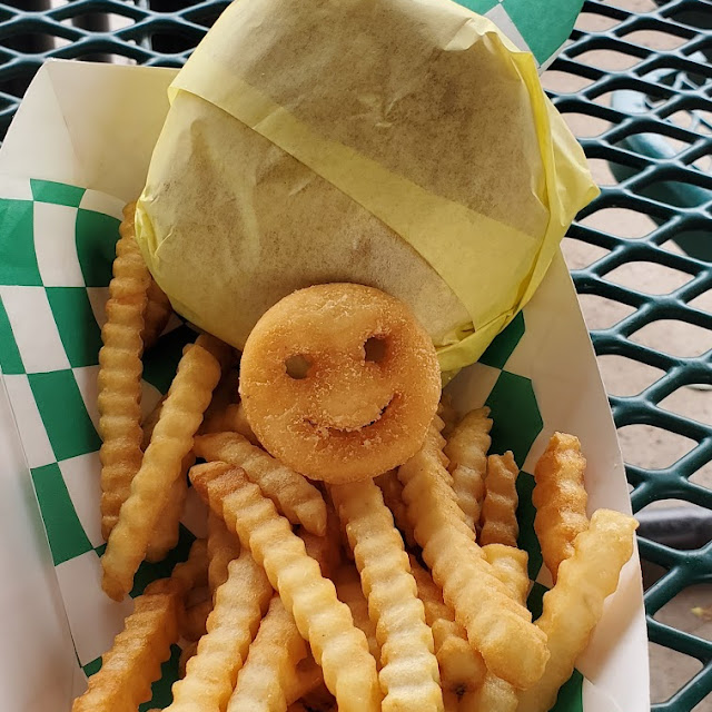Cheeseburger and Fries with Happy Potato