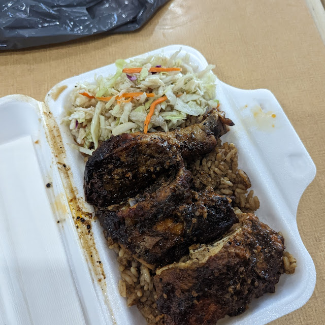 Jerk Chicken Rice and Peas and Salad