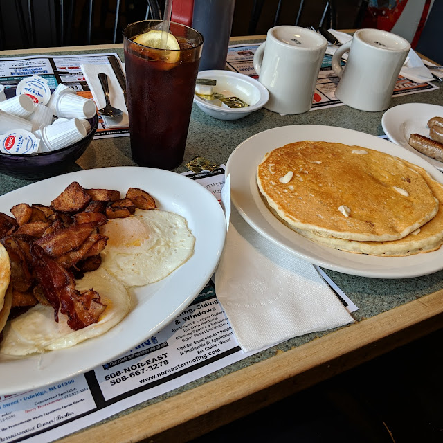 2 2 Eggs Any Style with Bacon Pancakes Added a Side of Sausage Links
