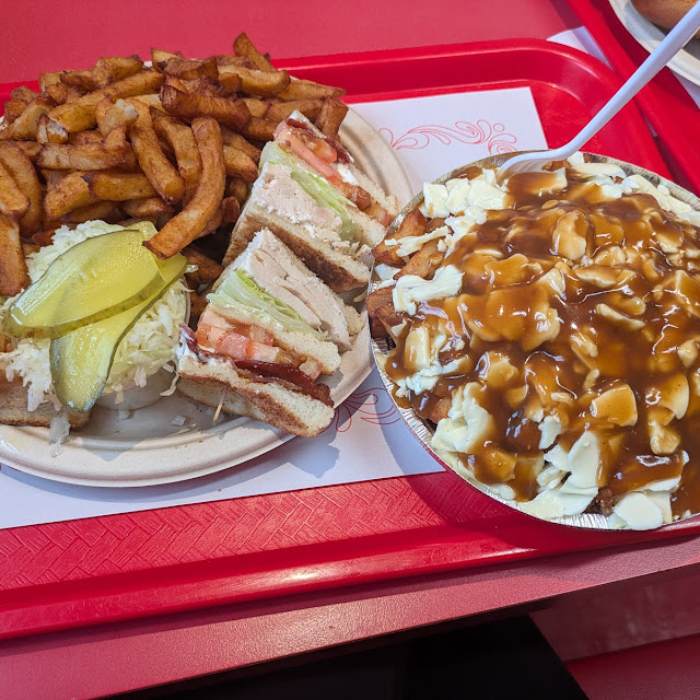 Club Sandwich and Small Poutine