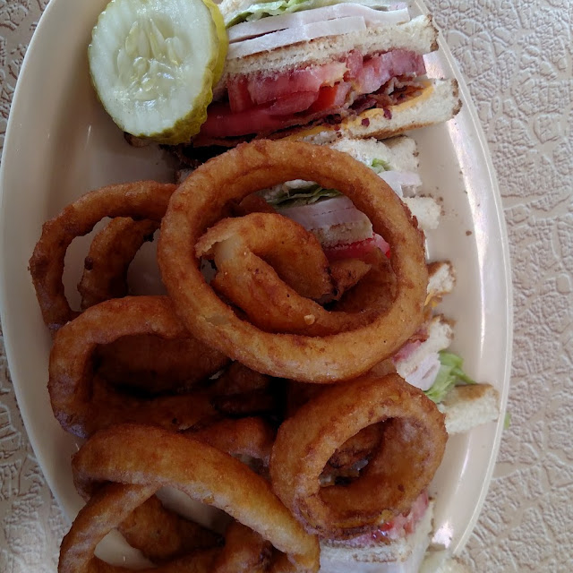 Dianne's Club Sandwich with Onion Rings