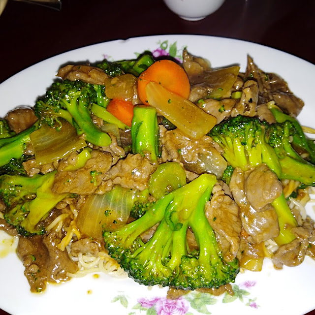 Broccoli Beef over Noodles