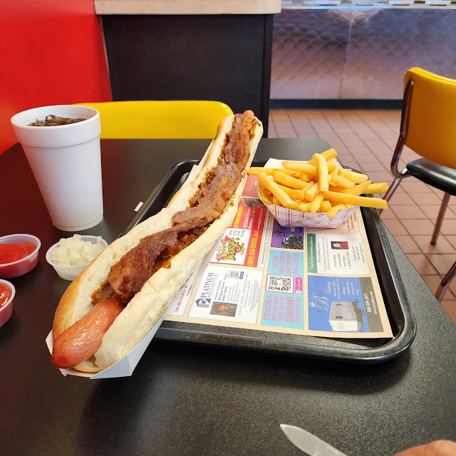 2 Foot Long Hot Dog and Fries
