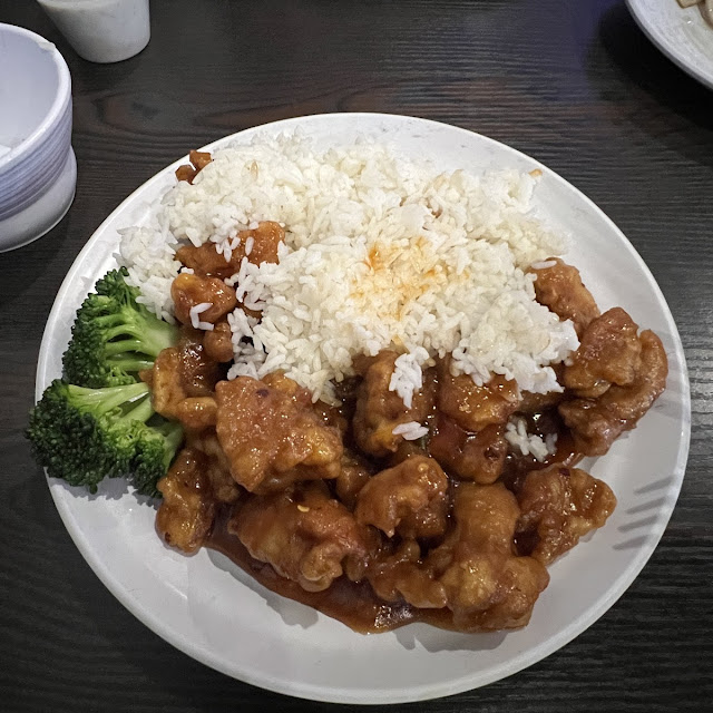 General TSO Chicken White Rice Broccoli